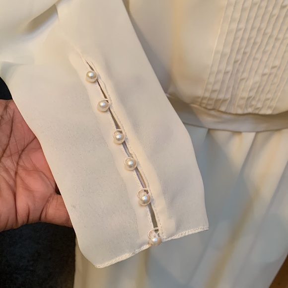 Vintage Ivory cream oversized floral lace collar church dress large - Picture 9 of 17